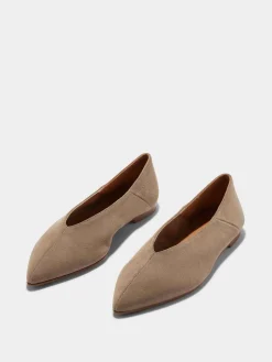 Online Aeyde Moa Suede Ballet Flats Stone Suede