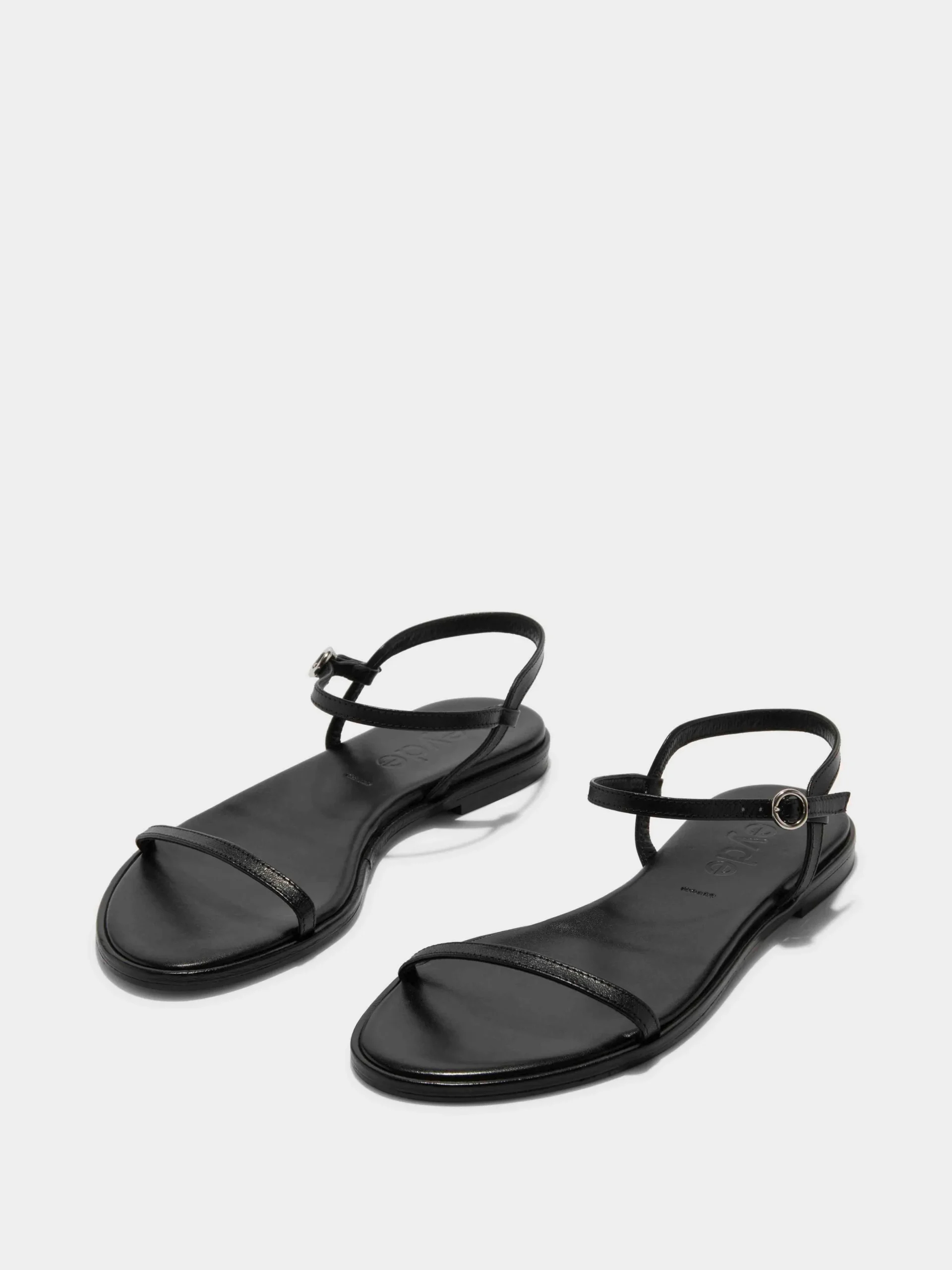 Discount Aeyde Nettie Leather Sandals Black Nappa
