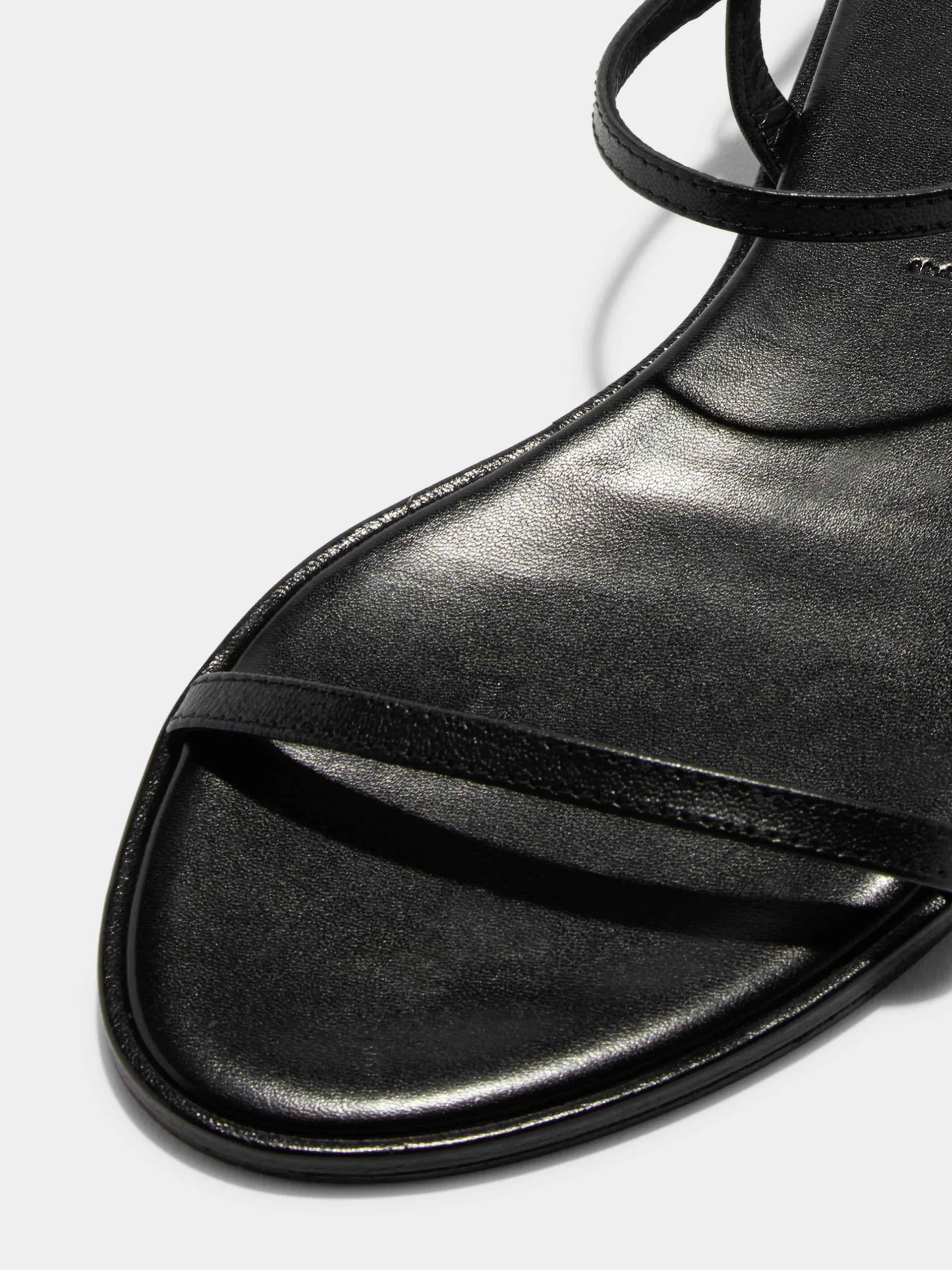 Discount Aeyde Nettie Leather Sandals Black Nappa