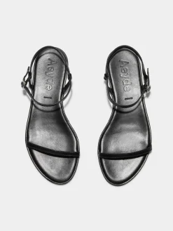 Discount Aeyde Nettie Leather Sandals Black Nappa
