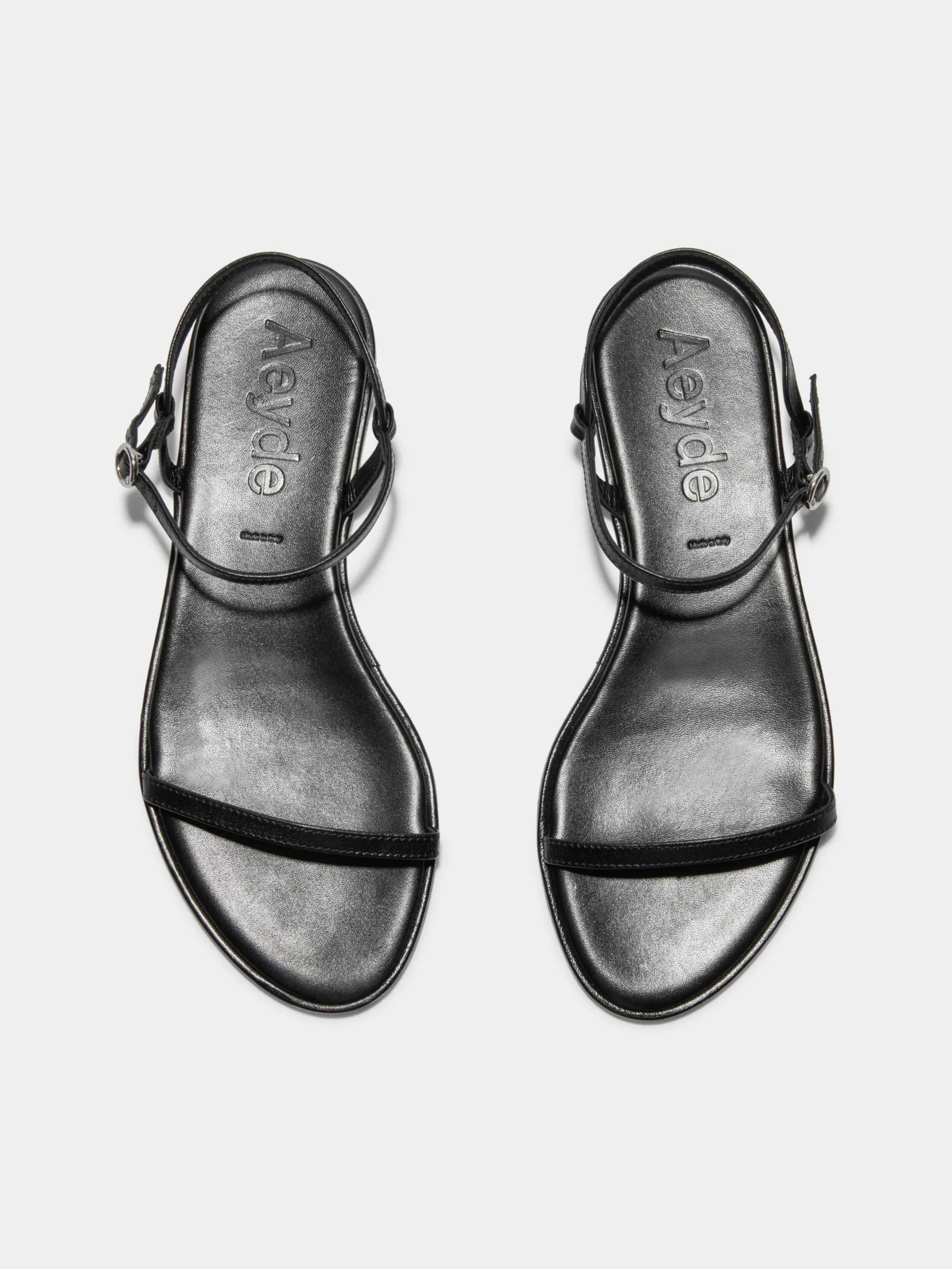 Discount Aeyde Nettie Leather Sandals Black Nappa