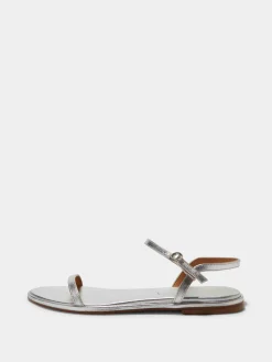 Online Aeyde Nettie Leather Sandals Silver Nappa