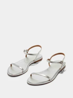 Online Aeyde Nettie Leather Sandals Silver Nappa