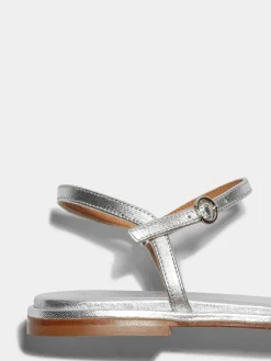 Online Aeyde Nettie Leather Sandals Silver Nappa