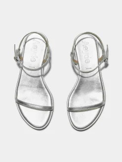 Online Aeyde Nettie Leather Sandals Silver Nappa