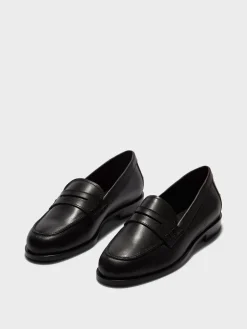 Discount Aeyde Oscar Leather Loafers Black Calf