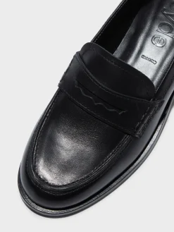 Discount Aeyde Oscar Leather Loafers Black Calf