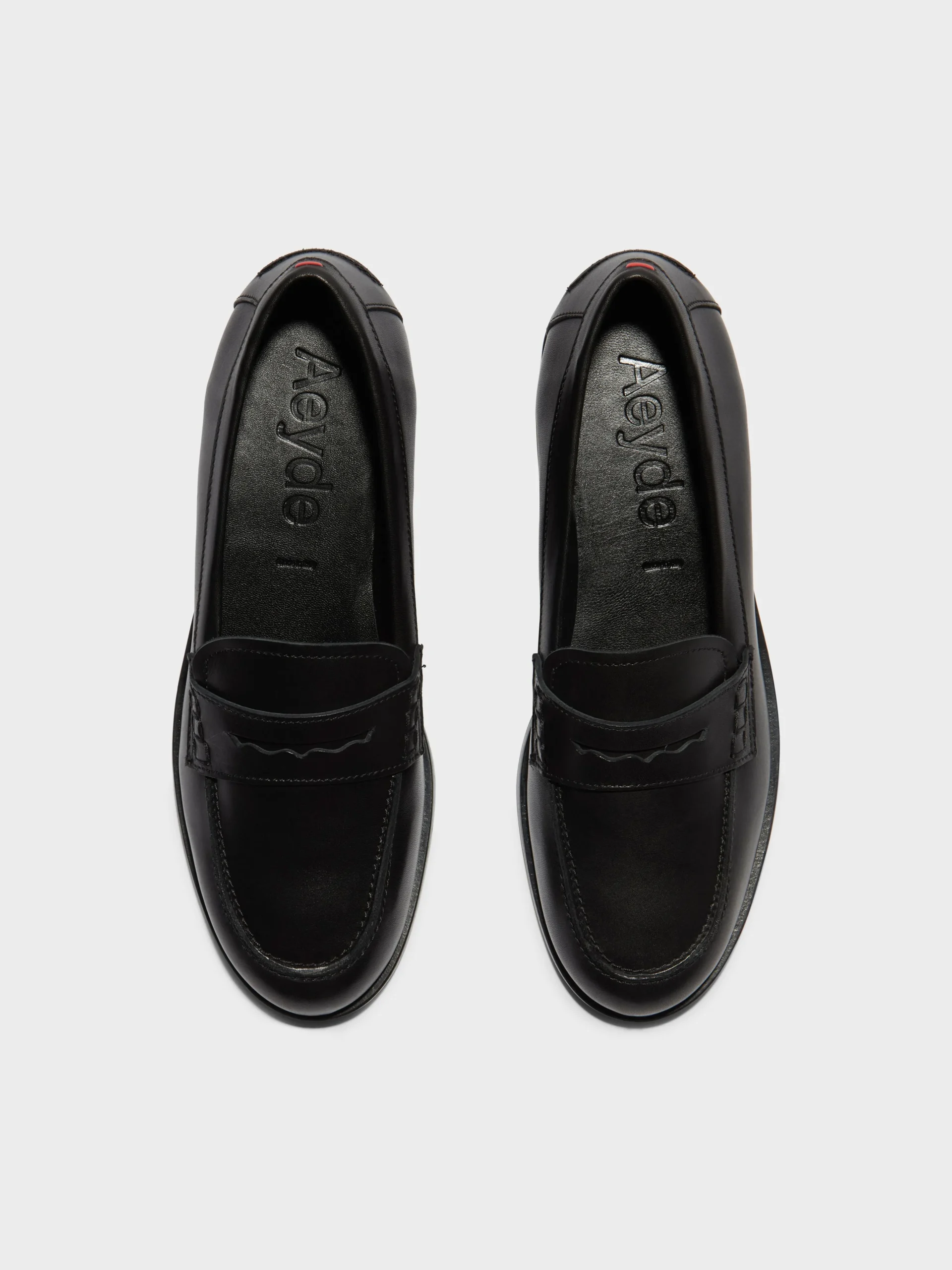 Discount Aeyde Oscar Leather Loafers Black Calf