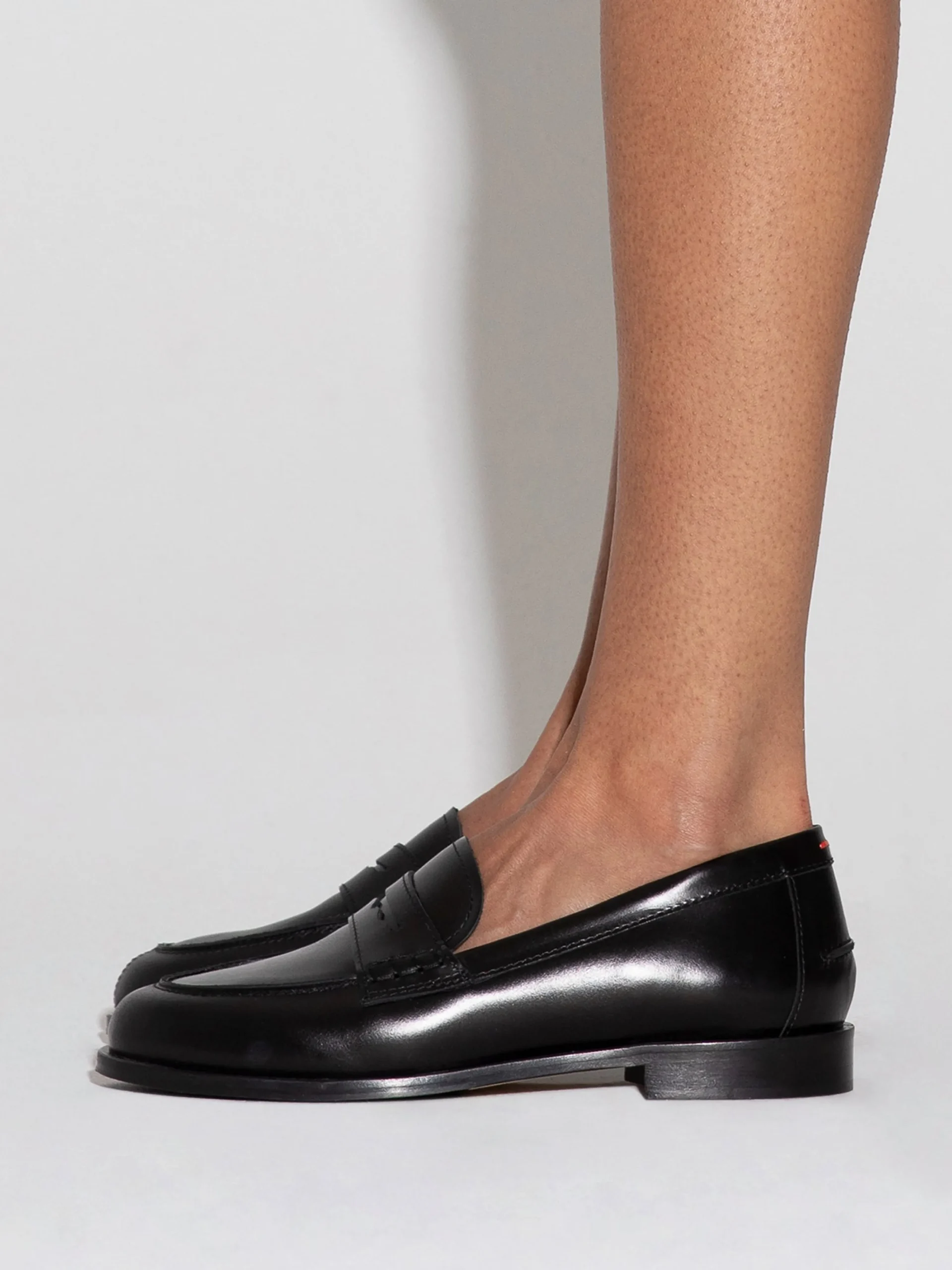 Discount Aeyde Oscar Leather Loafers Black Calf