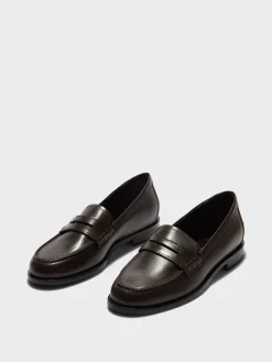 Hot Aeyde Oscar Leather Loafers Moka Calf