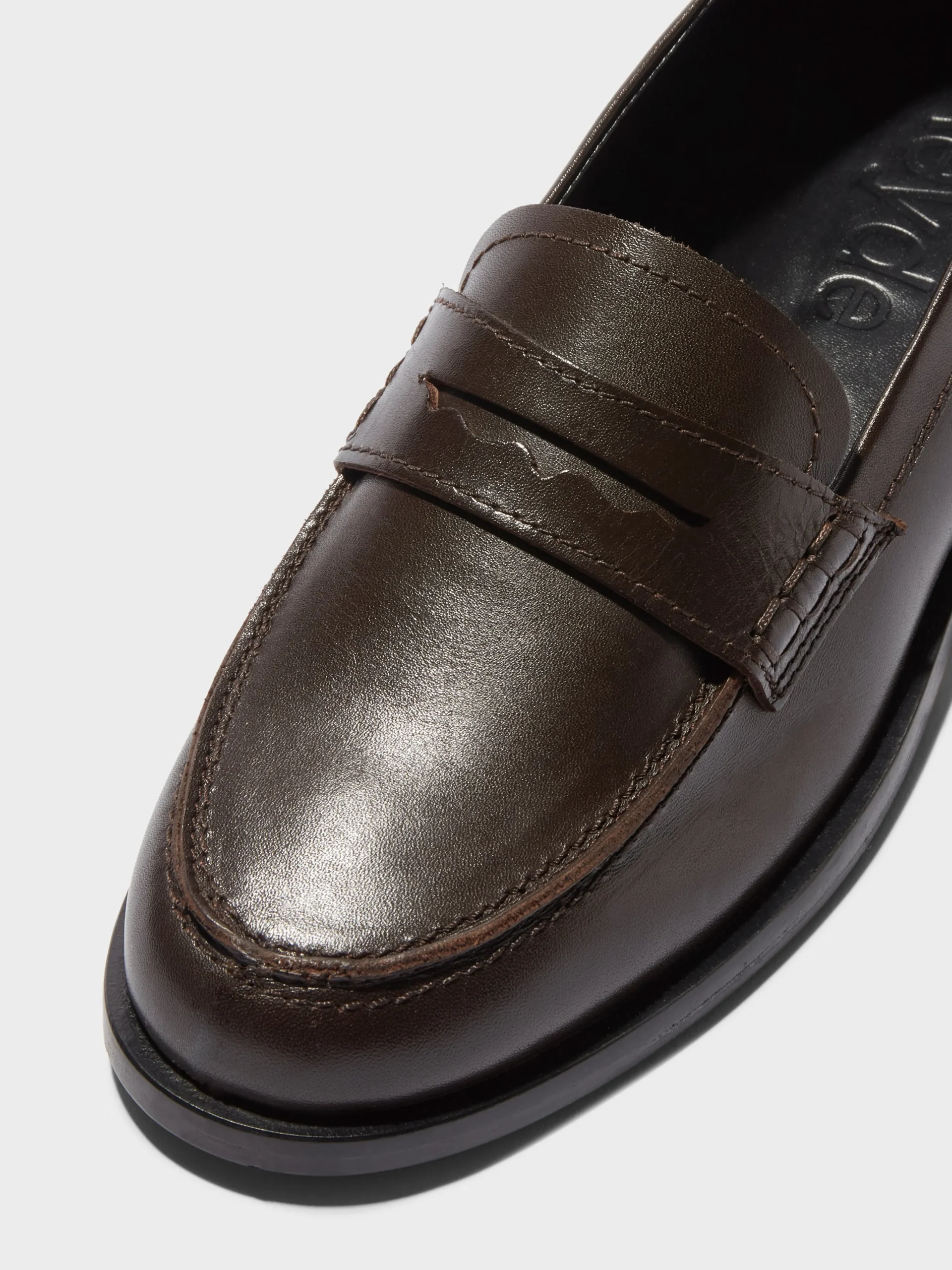 Hot Aeyde Oscar Leather Loafers Moka Calf