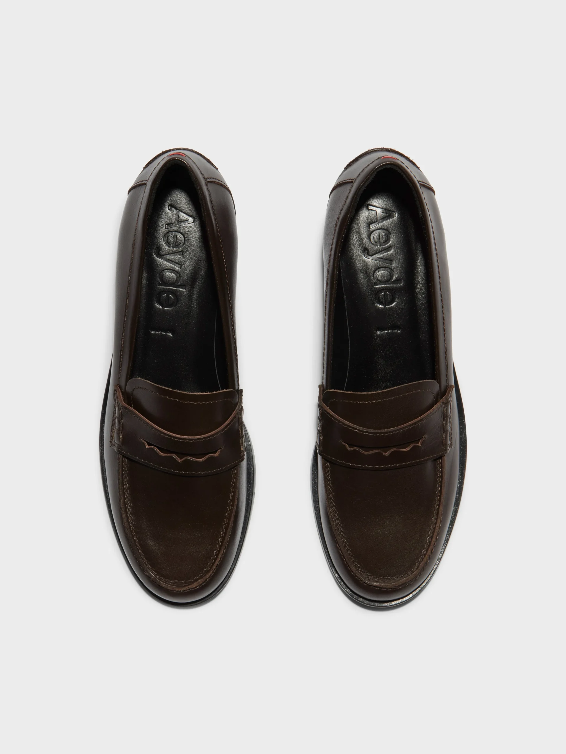 Hot Aeyde Oscar Leather Loafers Moka Calf