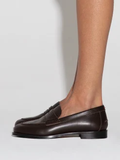 Hot Aeyde Oscar Leather Loafers Moka Calf