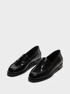 New Aeyde Oscar Leather Loafers Black Polido