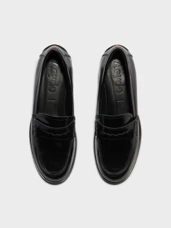 New Aeyde Oscar Leather Loafers Black Polido