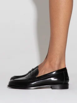 New Aeyde Oscar Leather Loafers Black Polido