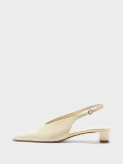 Fashion Aeyde Oti Leather Slingback Pumps Creamy Nappa