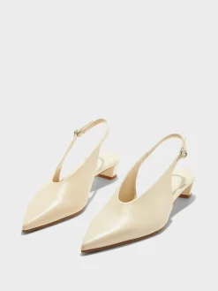 Fashion Aeyde Oti Leather Slingback Pumps Creamy Nappa
