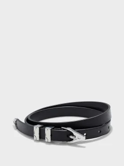 Sale Aeyde Presley Western Leather Belt Black/Silver Polido
