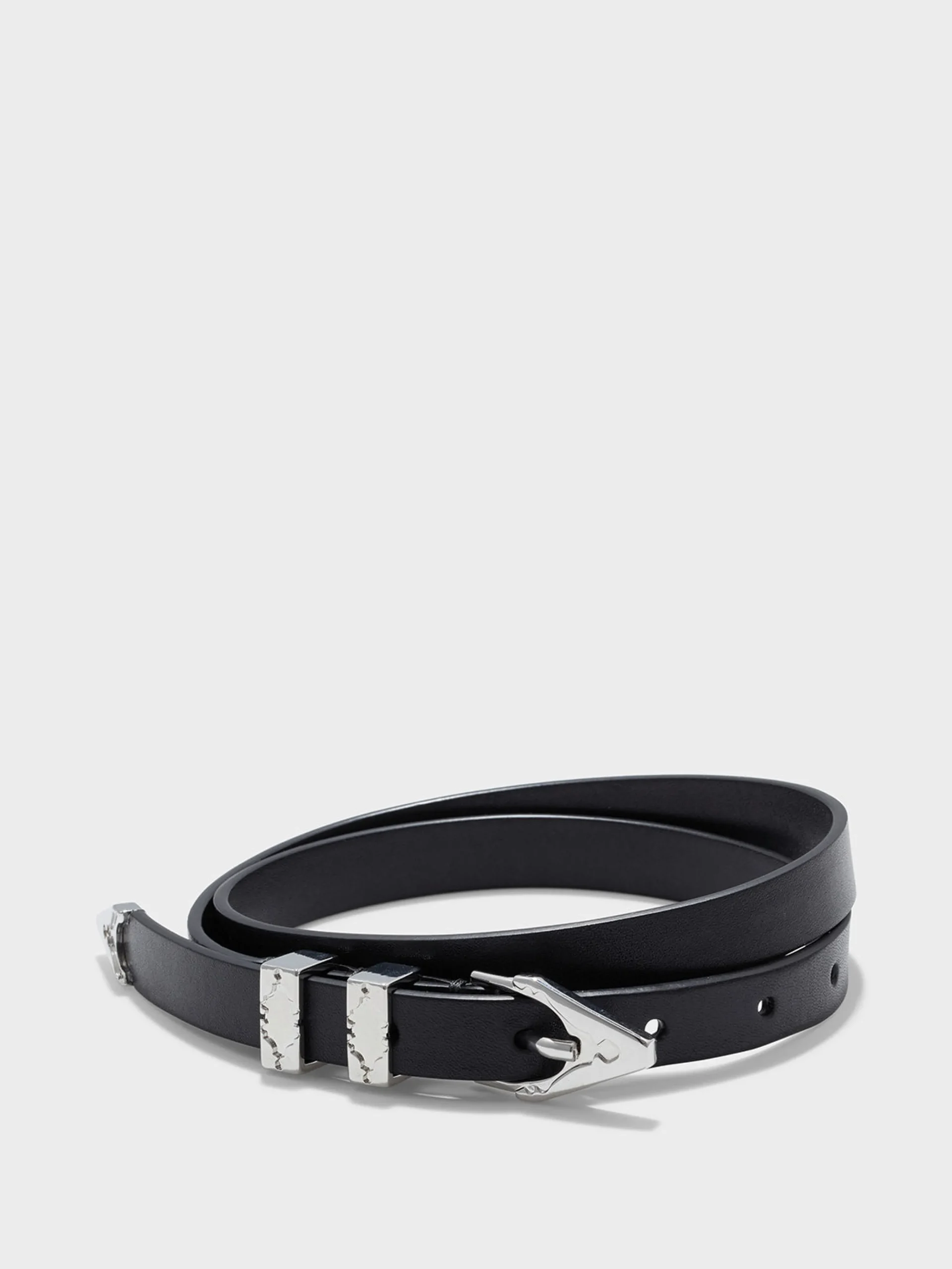 Sale Aeyde Presley Western Leather Belt Black/Silver Polido