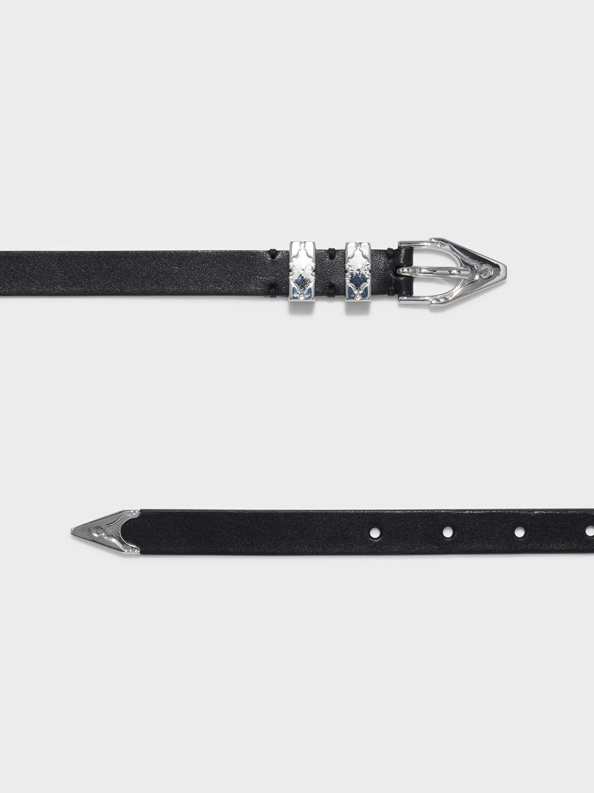 Sale Aeyde Presley Western Leather Belt Black/Silver Polido