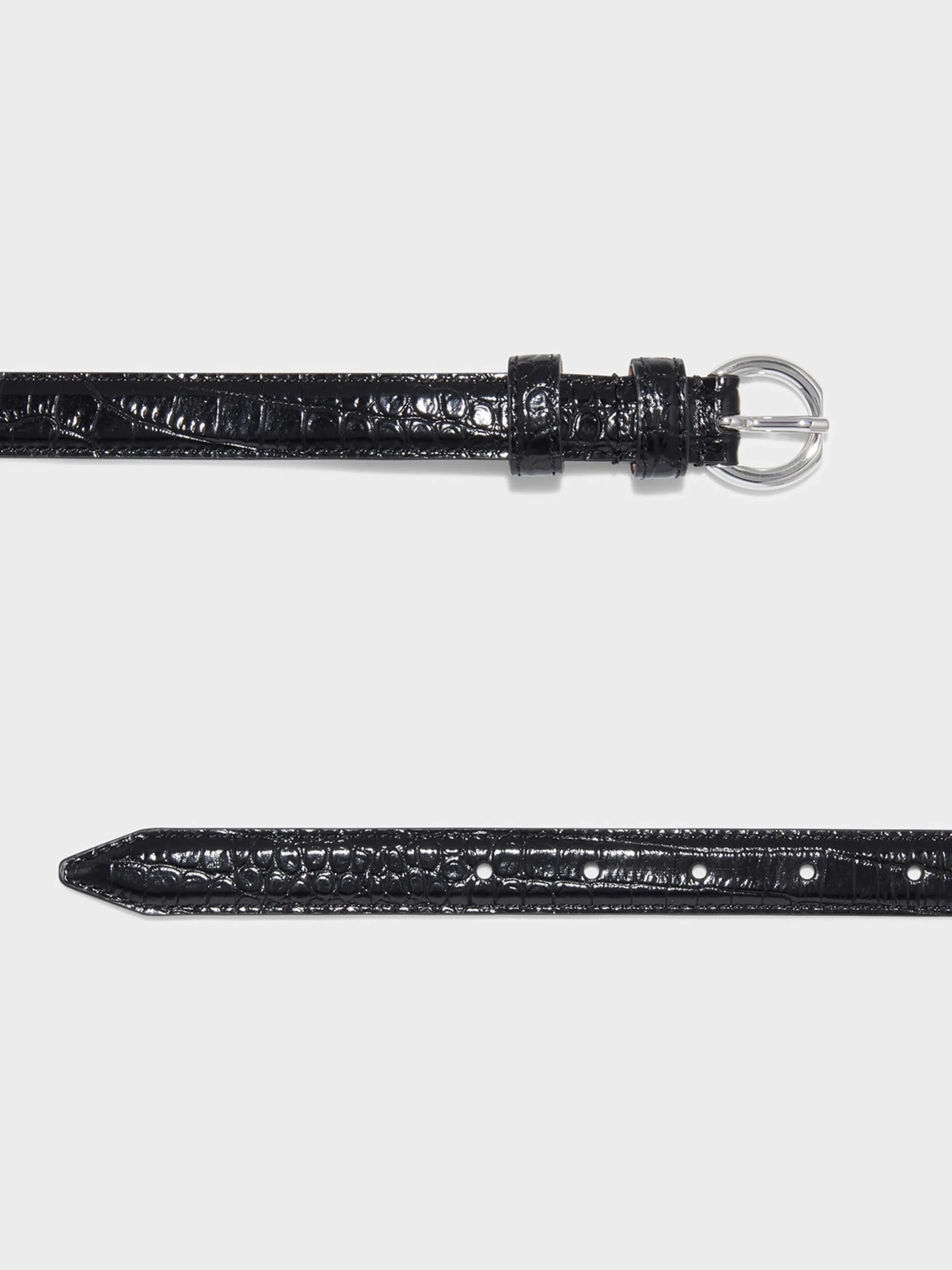 Fashion Aeyde Reed Leather Belt Black/Silver Croc