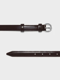 Outlet Aeyde Reed Leather Belt Moka/Silver Polido