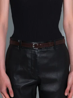 Outlet Aeyde Reed Leather Belt Moka/Silver Polido