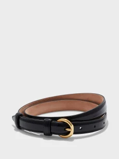 Discount Aeyde Reed Leather Belt Black/Gold Polido