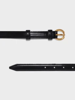 Discount Aeyde Reed Leather Belt Black/Gold Polido