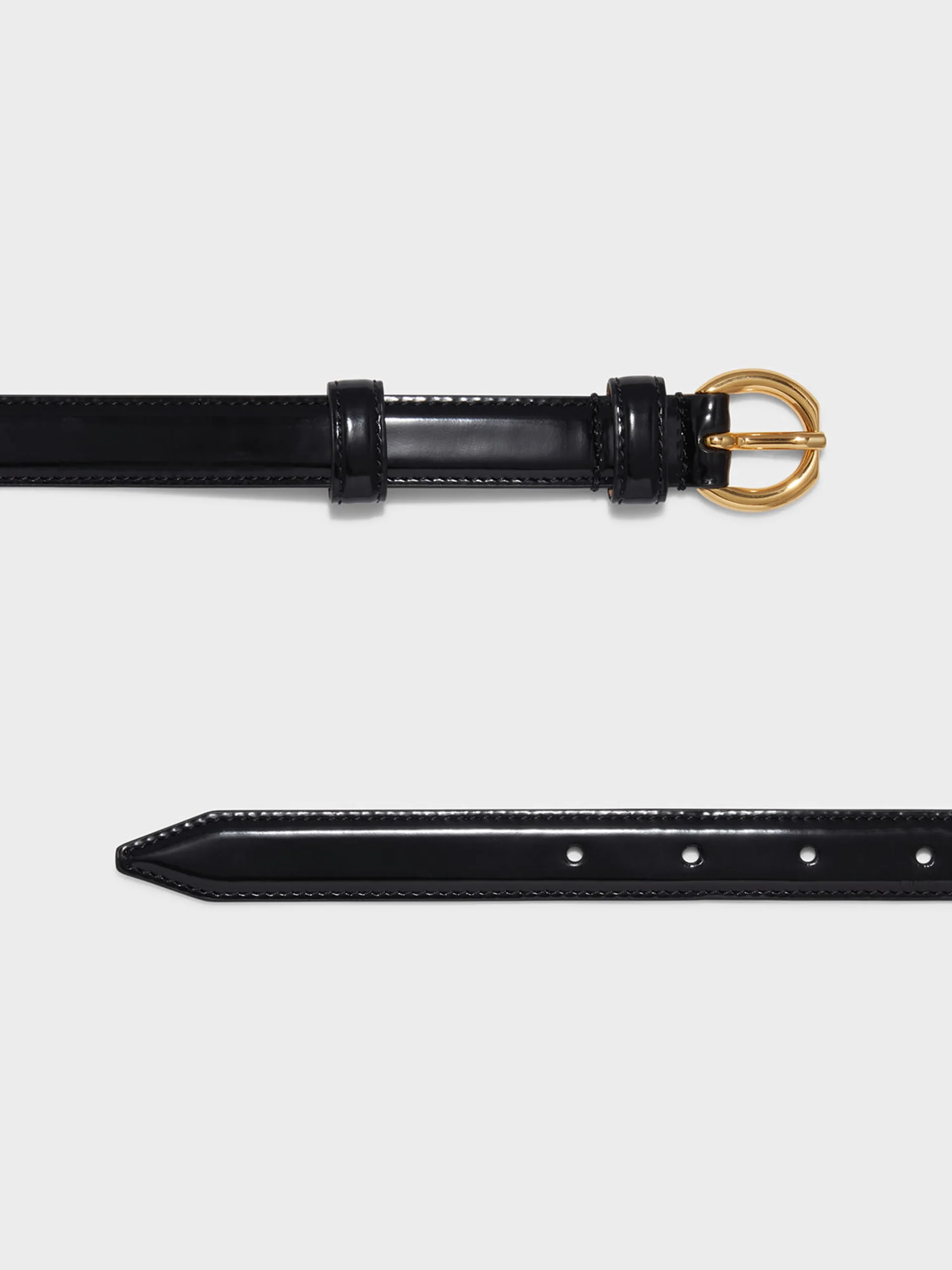 Discount Aeyde Reed Leather Belt Black/Gold Polido