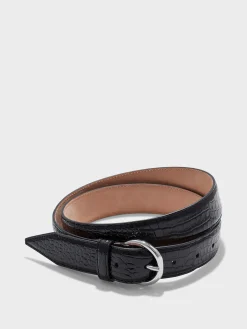 Discount Aeyde Remi Leather Belt Black/Silver Croc