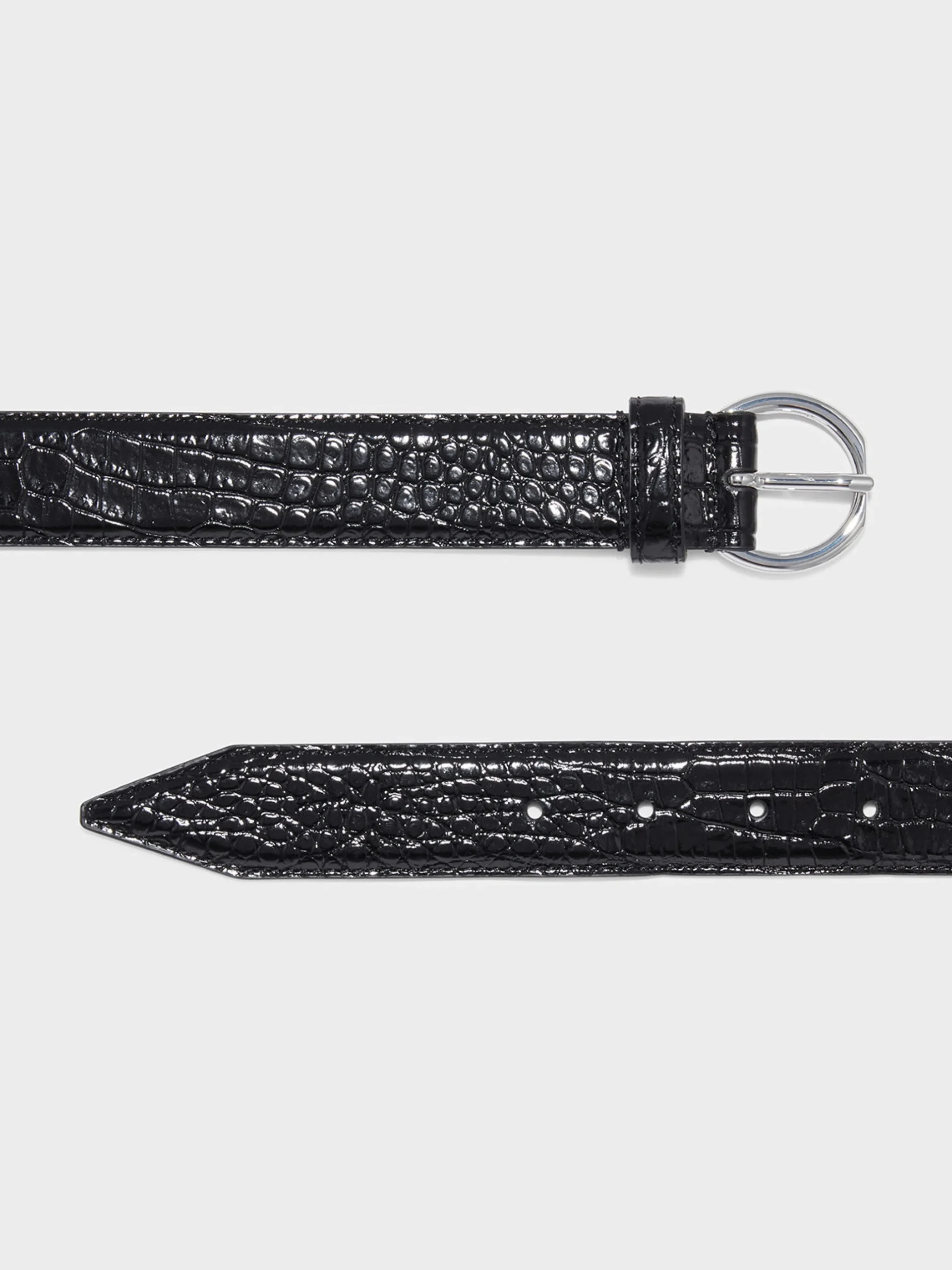 Discount Aeyde Remi Leather Belt Black/Silver Croc