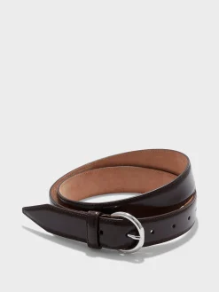 Clearance Aeyde Remi Leather Belt Moka/Silver Polido
