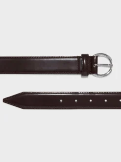 Clearance Aeyde Remi Leather Belt Moka/Silver Polido