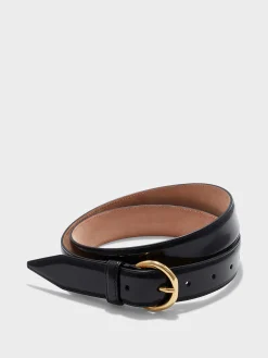 Online Aeyde Remi Leather Belt Black/Gold Polido