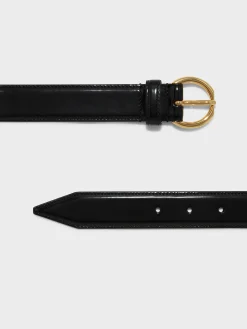 Online Aeyde Remi Leather Belt Black/Gold Polido