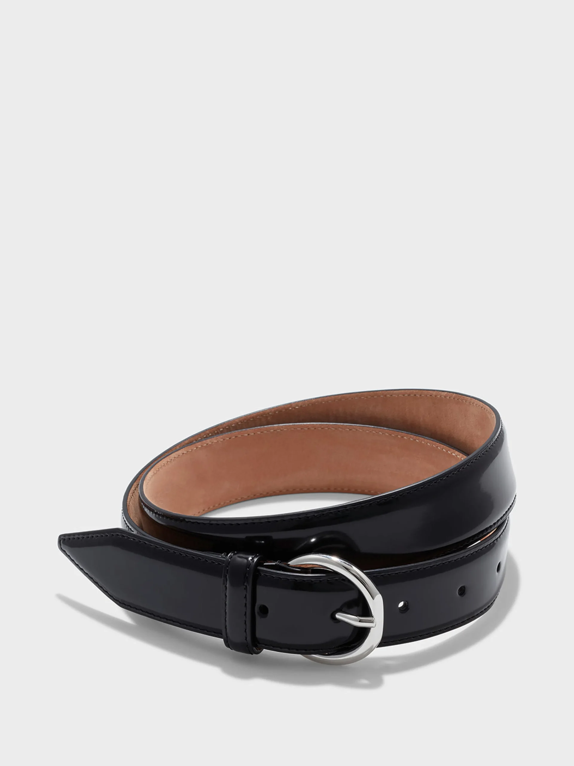 Clearance Aeyde Remi Leather Belt Black/Silver Polido