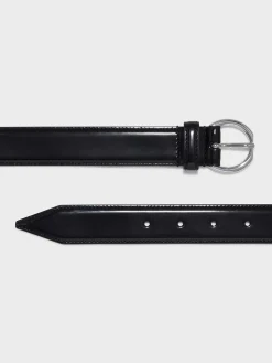 Clearance Aeyde Remi Leather Belt Black/Silver Polido