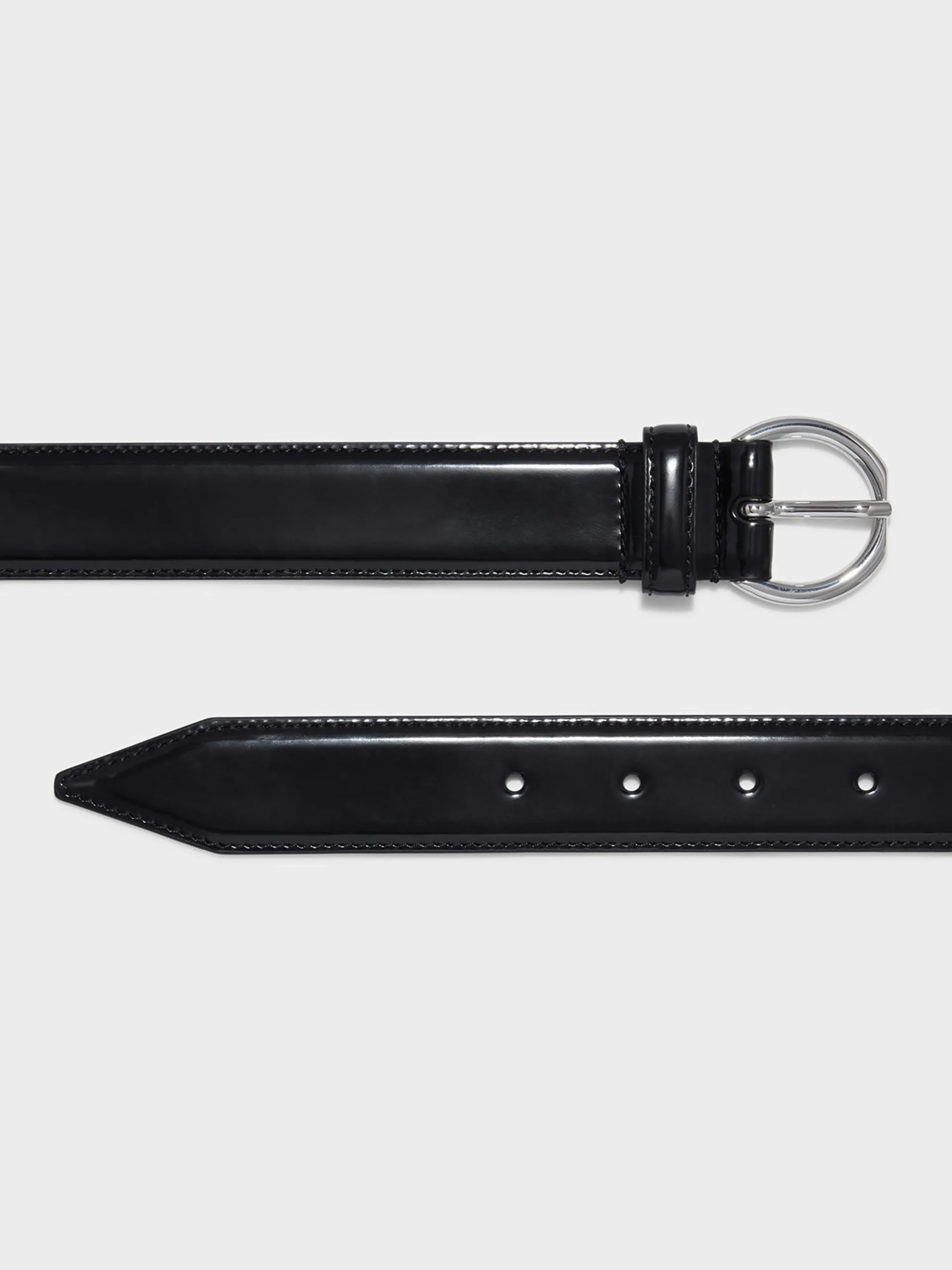 Clearance Aeyde Remi Leather Belt Black/Silver Polido
