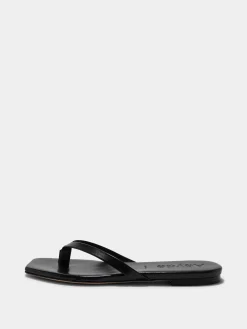 New Aeyde Renee Leather Thong Sandals Black Nappa