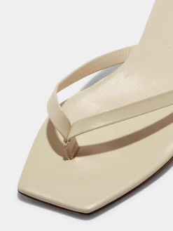 Discount Aeyde Renee Leather Thong Sandals Creamy Nappa