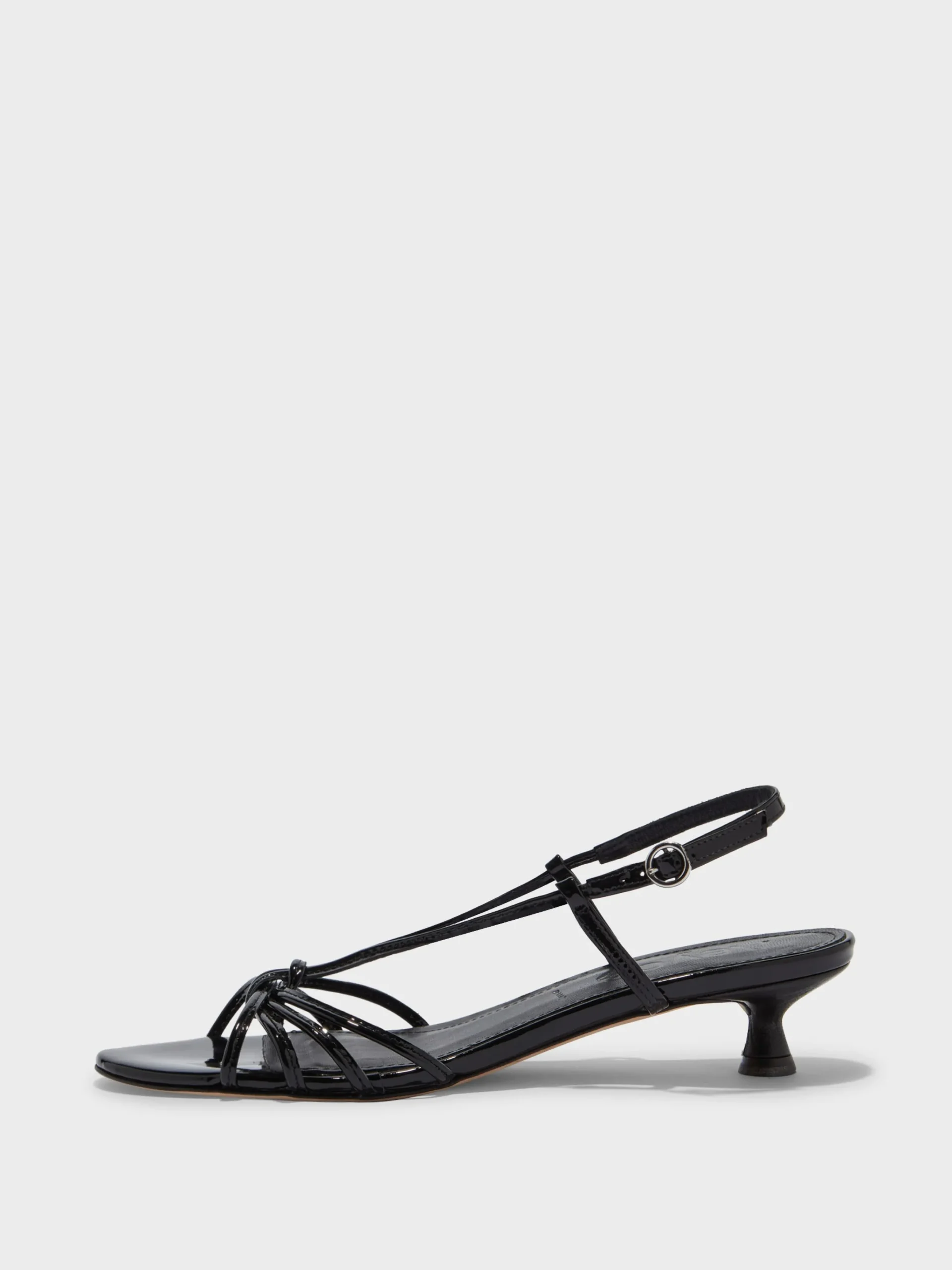 Outlet Aeyde Rhonda Leather Kitten-Heel Sandals Black Patent