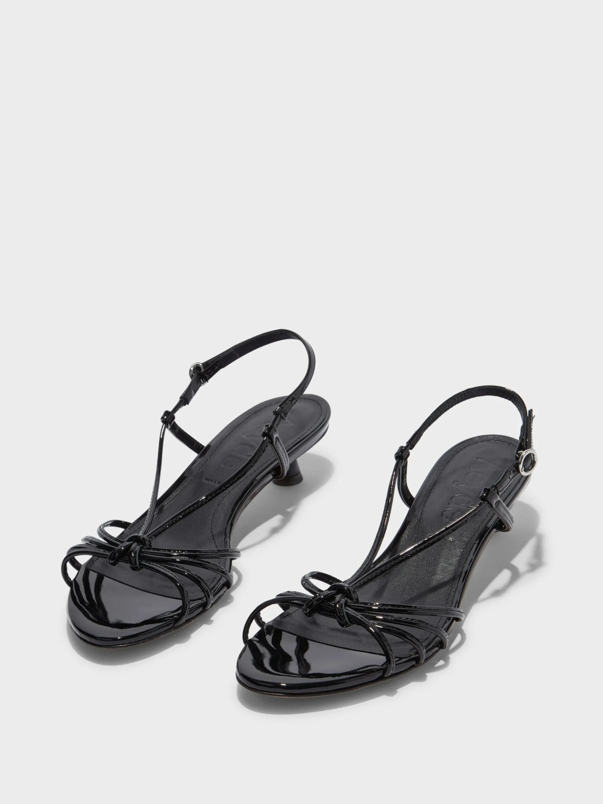 Outlet Aeyde Rhonda Leather Kitten-Heel Sandals Black Patent