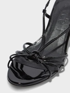 Outlet Aeyde Rhonda Leather Kitten-Heel Sandals Black Patent