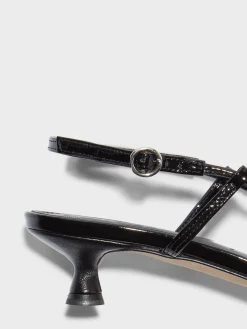 Outlet Aeyde Rhonda Leather Kitten-Heel Sandals Black Patent
