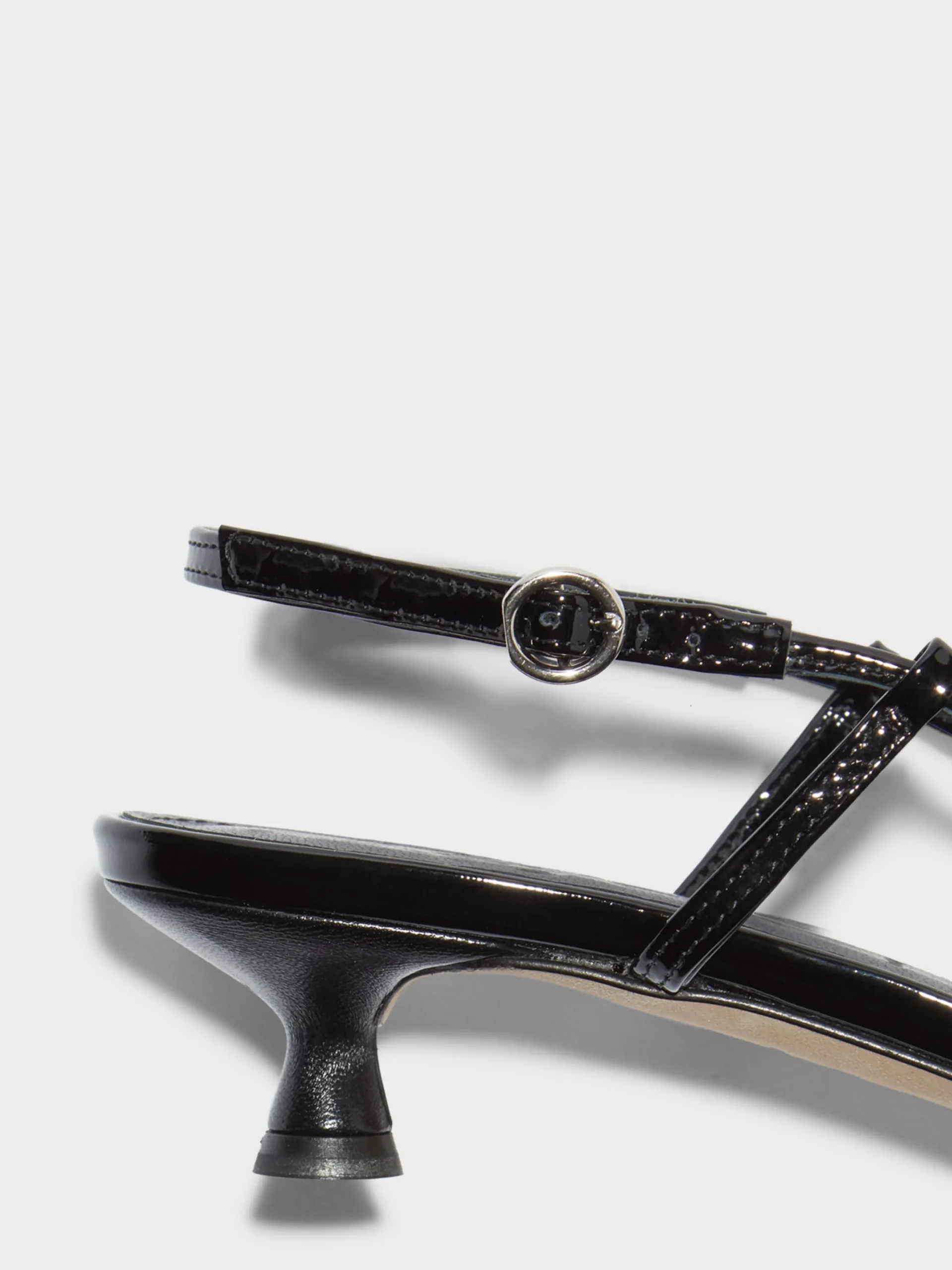 Outlet Aeyde Rhonda Leather Kitten-Heel Sandals Black Patent