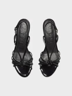 Outlet Aeyde Rhonda Leather Kitten-Heel Sandals Black Patent