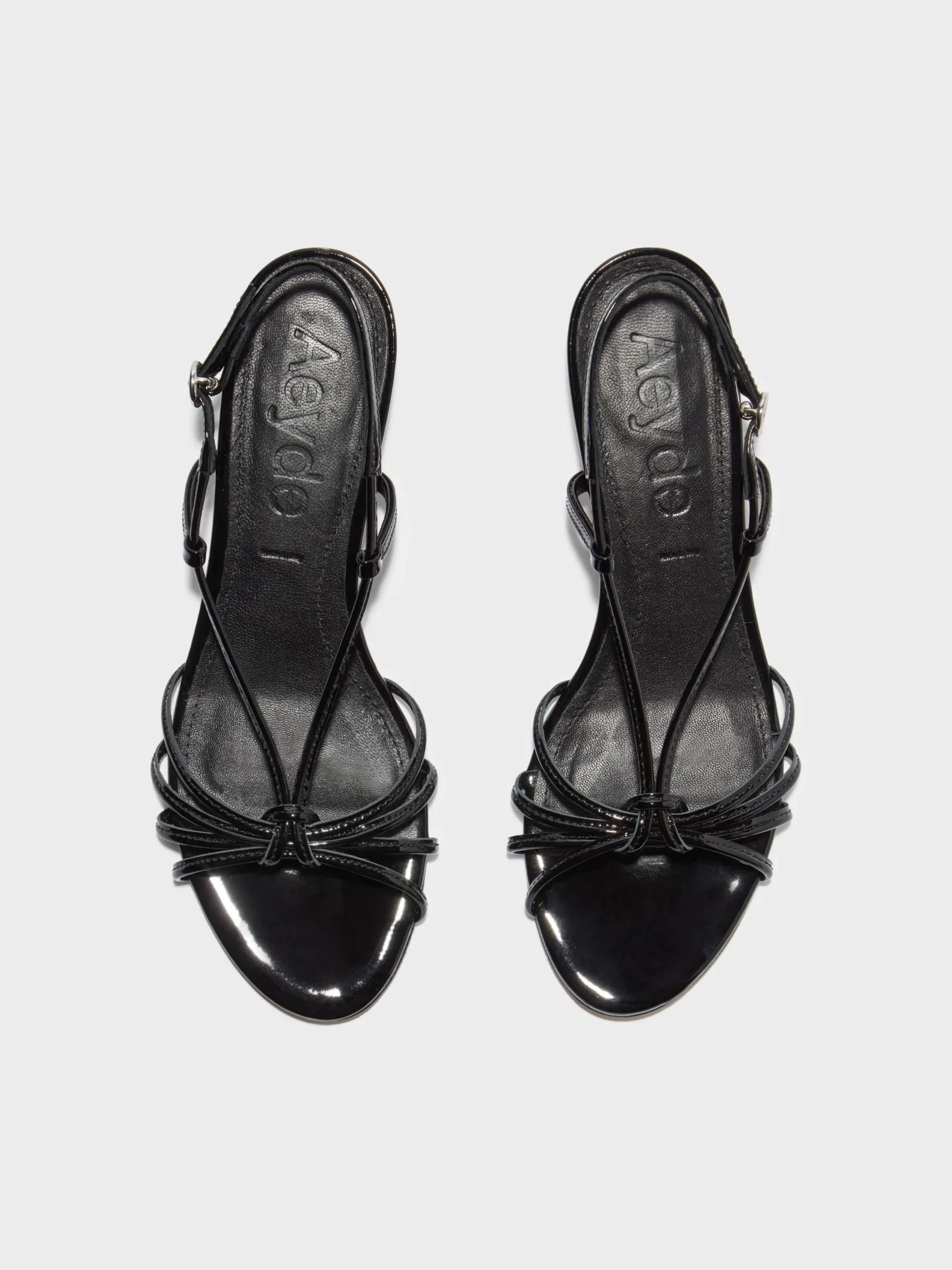 Outlet Aeyde Rhonda Leather Kitten-Heel Sandals Black Patent