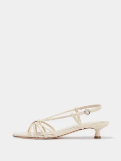 Sale Aeyde Rhonda Leather Kitten-Heel Sandals Creamy Patent